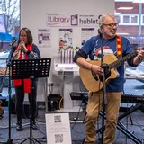 Detail from Crewe Library Winter Party by Mark Sheeky